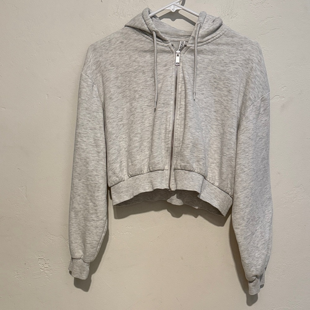 H&M Light Gray Women's cropped hoodie Size Med.